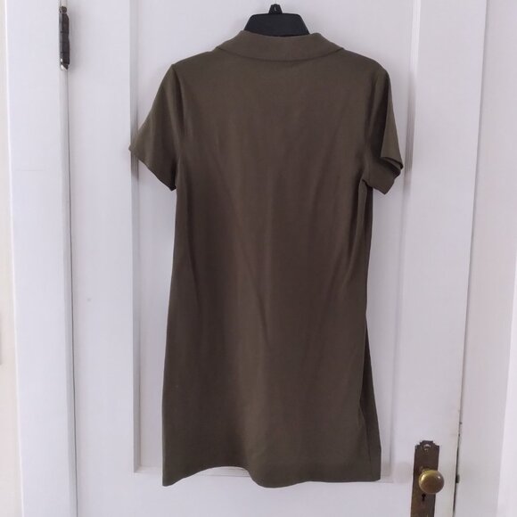 Olive green Calvin Klein collared tshirt dress, size Medium, new with tags - Picture 2 of 7